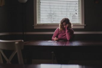 Person sitting at a table